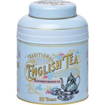   New English Teas Cylinder - Kék - Koffeinmentes English Breakfast Tea (80 filter) 160g