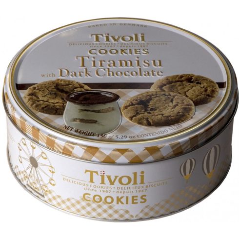  Tivoli Tiramisú ízesítésű keksz étcsoki darabokkal fémdobozban 150g