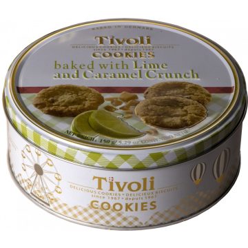    Tivoli Vajas kekszek Lime-al és Karamellával Fémdobozban 150g 