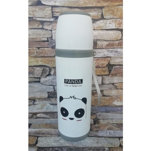 Fekete- fehér  termosz pohárral 500ml